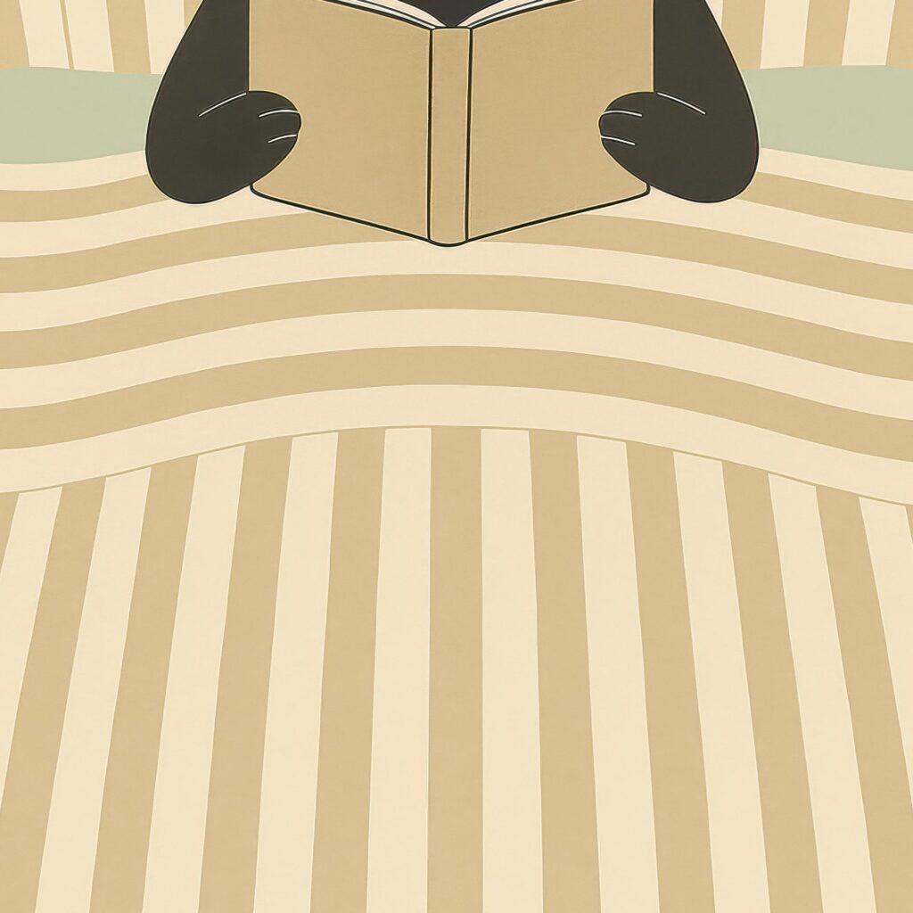 Black Cat Reading in Bed Print