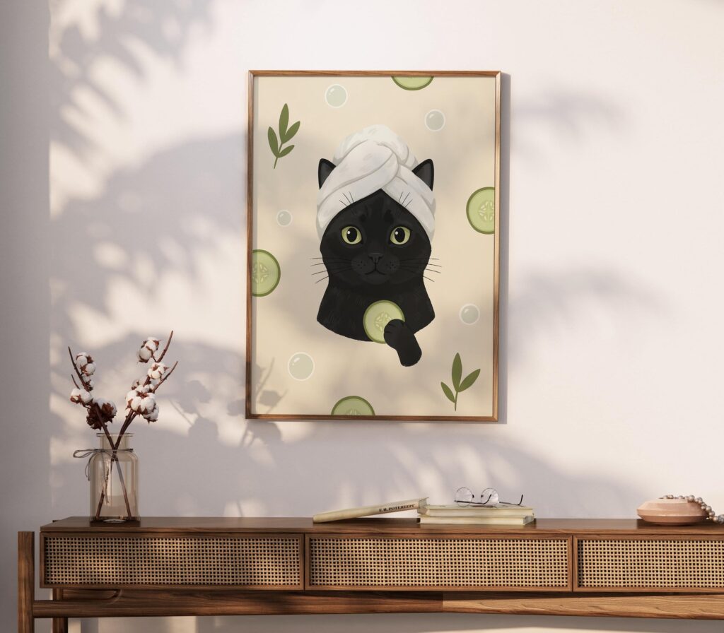 Black Cat Spa Day Print