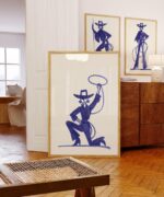 Blue Cowgirl Poster Set of 3