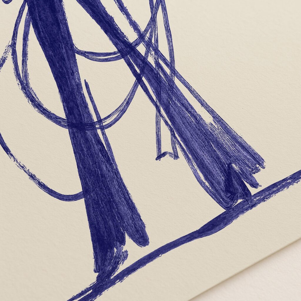 Blue Cowgirl Sketch Print