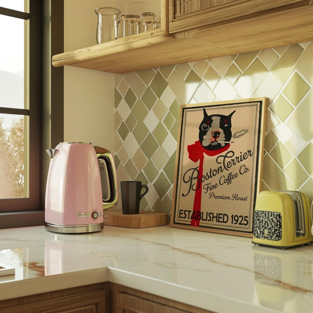 Boston Terrier Coffee Poster