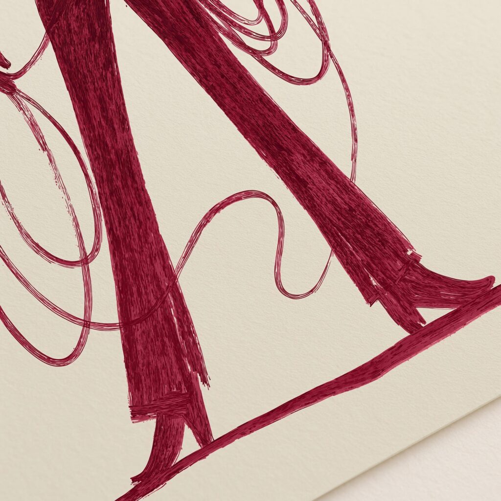 Burgundy Cowboy Sketch Art Print