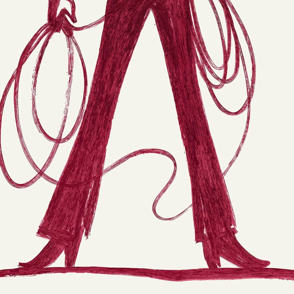 Burgundy Cowgirl Cowboy Sketch Art Print Set of 2