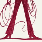 Burgundy Cowgirl Cowboy Sketch Art Print Set of 2