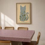 Cat Made of Blue Forget Me Not Flowers Print