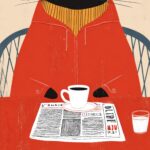 Cat Morning Coffee Kitchen Print