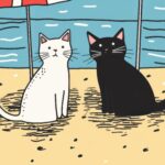 Cats on Beach Art Print