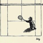 Cats Playing Tennis Ink Sketch Print