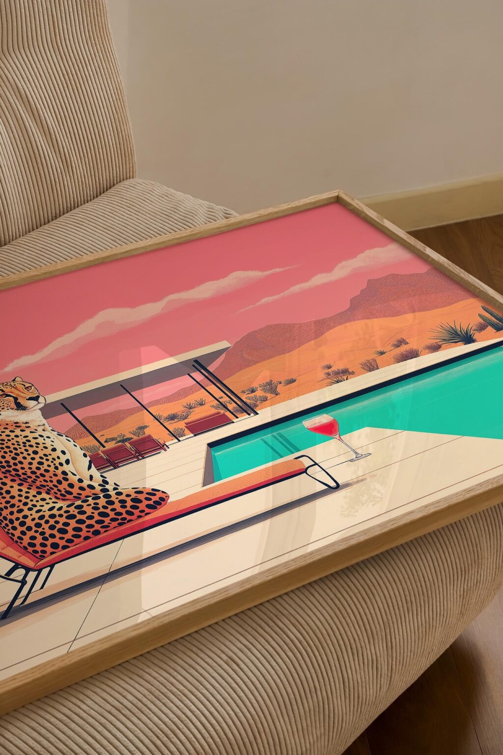 Cheetah Poolside Art Print