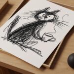Coffee Scribble Cat Print