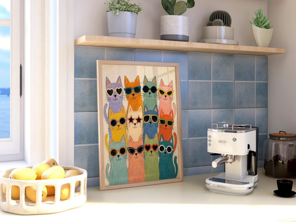 Colorful Cats in Sunglasses Print