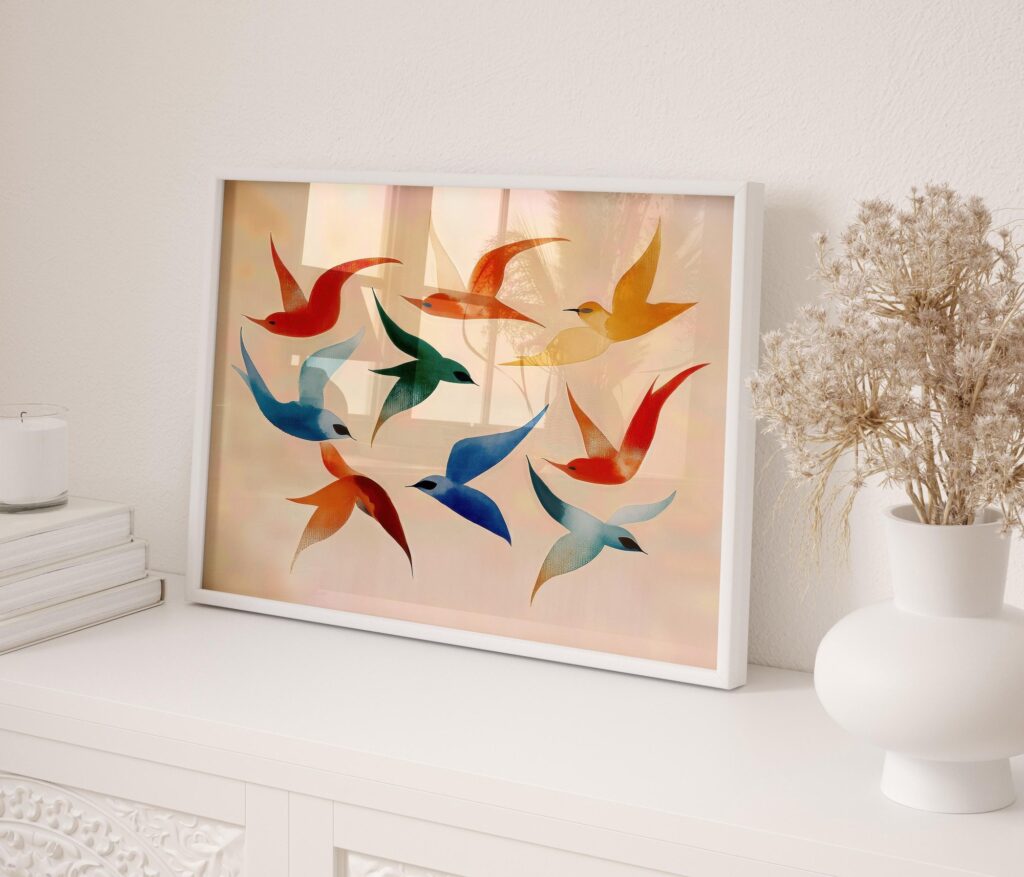 Colorful Swallow Birds Print