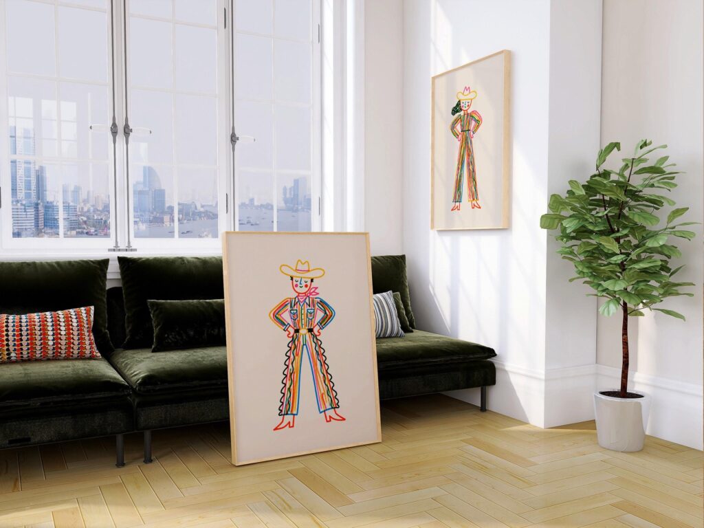 Cowboy Cowgirl Print Set