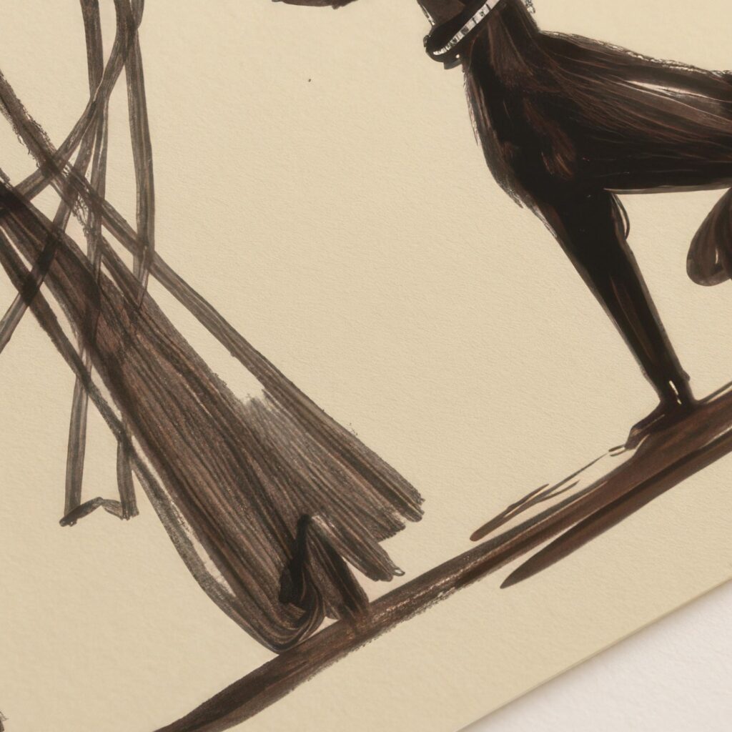 Cowgirl and Dog Ink Sketch Print