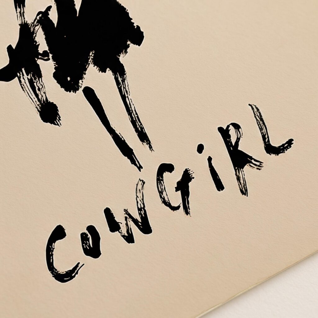 Cowgirl Black Ink Line Art Print