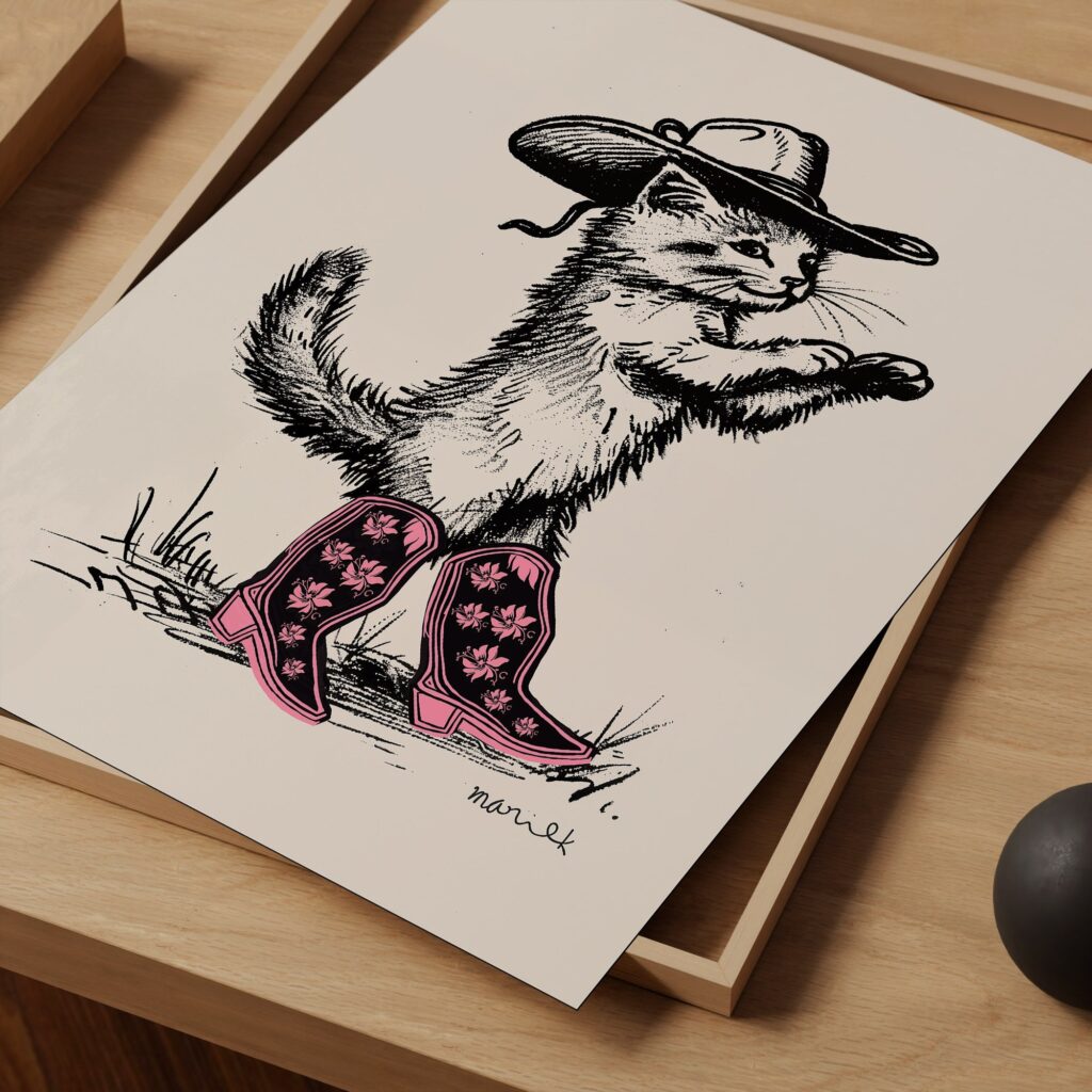 Cowgirl Cat Print