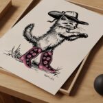 Cowgirl Cat Print