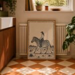 Cowgirl Riding a Zebra in the Desert Print