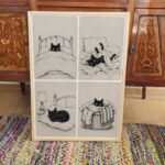 Cozy Black Cat in Four Panels Print