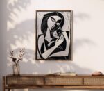Cubist Woman and Cat Print