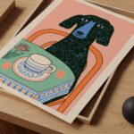 Dog with Coffee Print