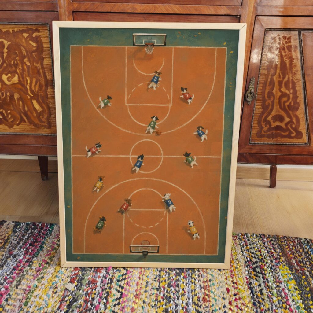 Dogs Playing Basketball Print