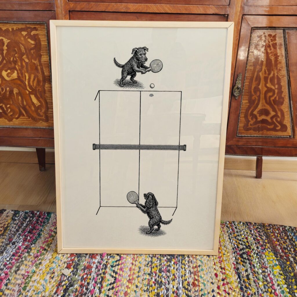 Dogs Playing Ping Pong Print