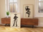 Fashion Cowgirl with Lassos Print Set of 2