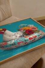 Floral Chicken Hen Maximalist Print