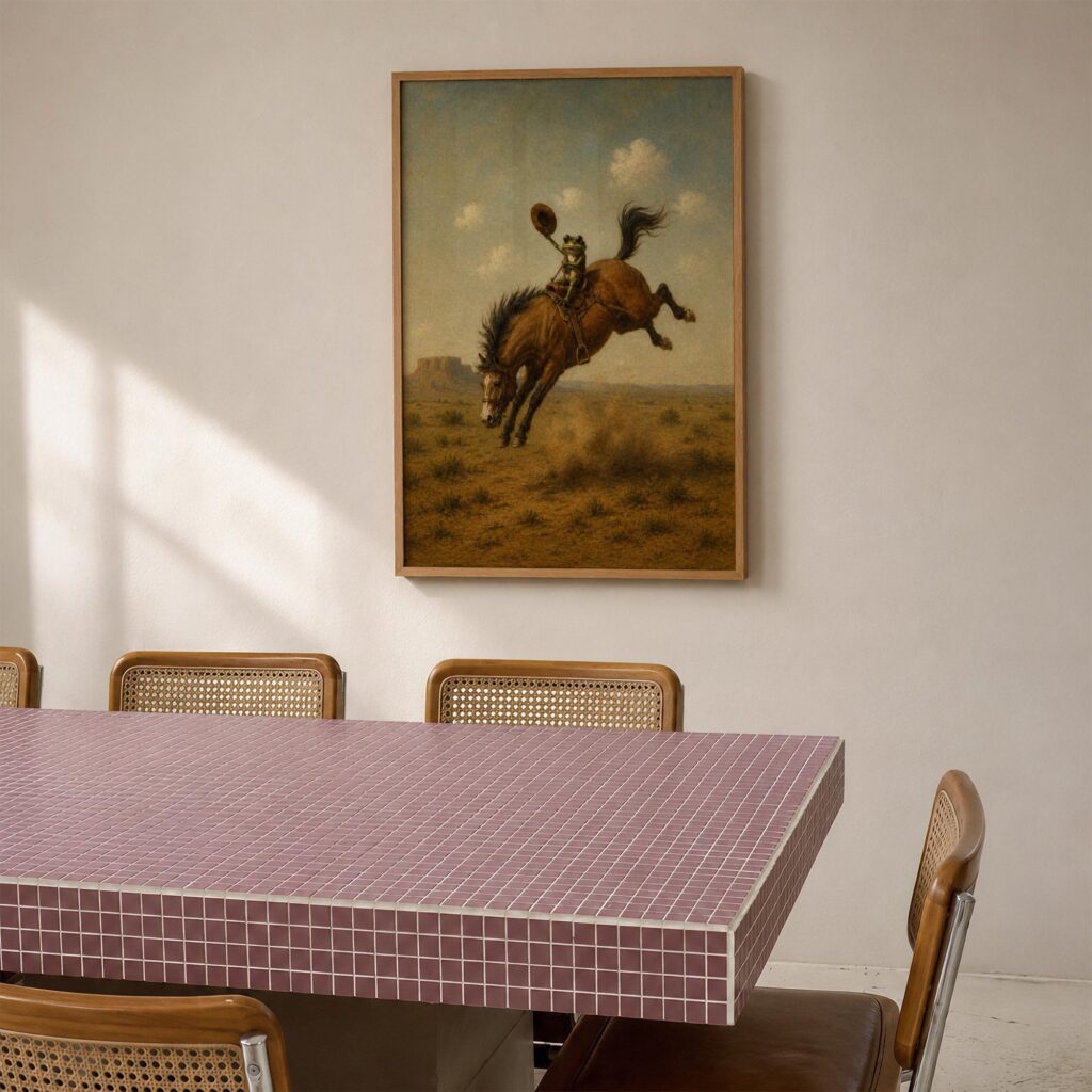 Frog Cowboy on a Bucking Bronco Print