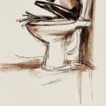 Frog Reading in the Bathroom Print
