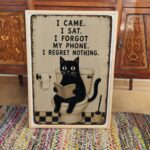 Funny Black Cat Toilet Print