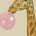 Giraffe with Bubblegum Print