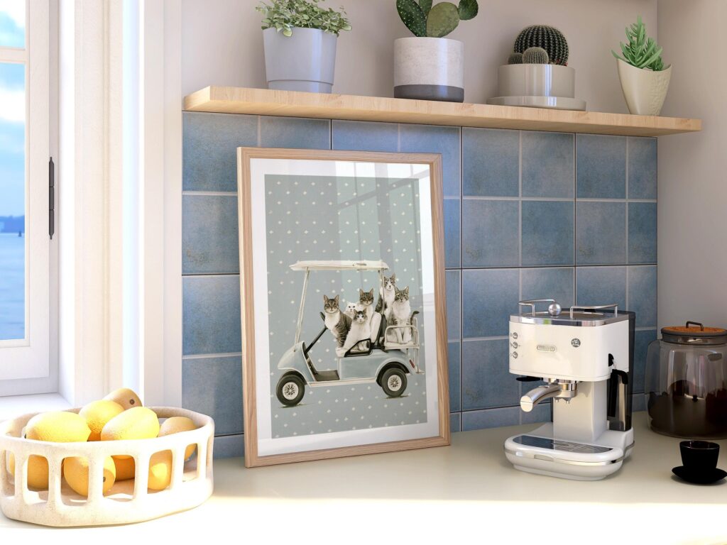 Golf Cart Cats Print