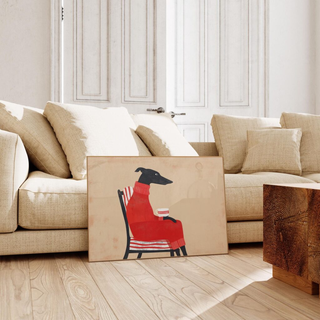 Greyhound Dog in Sweater Print