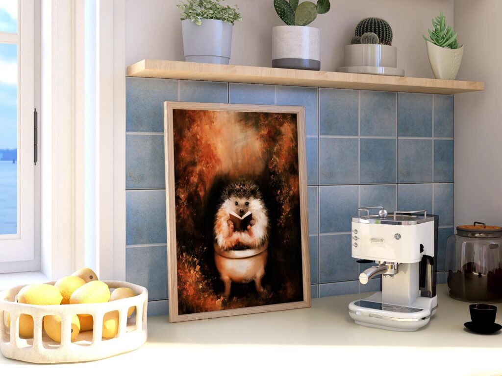 Hedgehog Bathroom Print