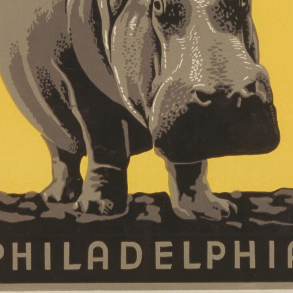 Hippo Zoo Vintage Poster