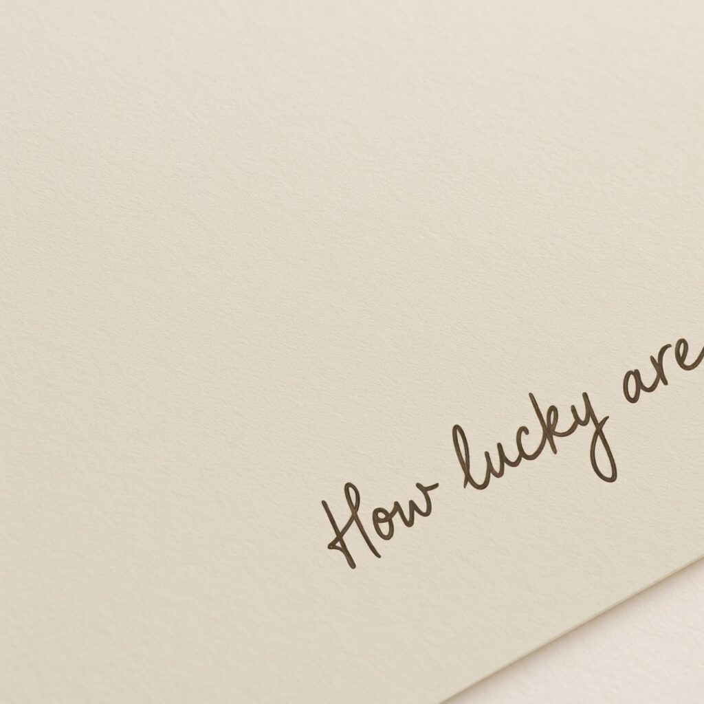 How Lucky Are We Quote Minimalist Neutral Print