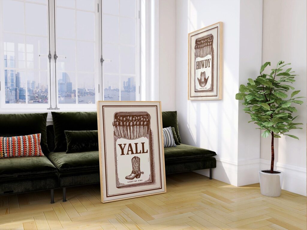 Howdy Yall Western Matchbox Art Print Set