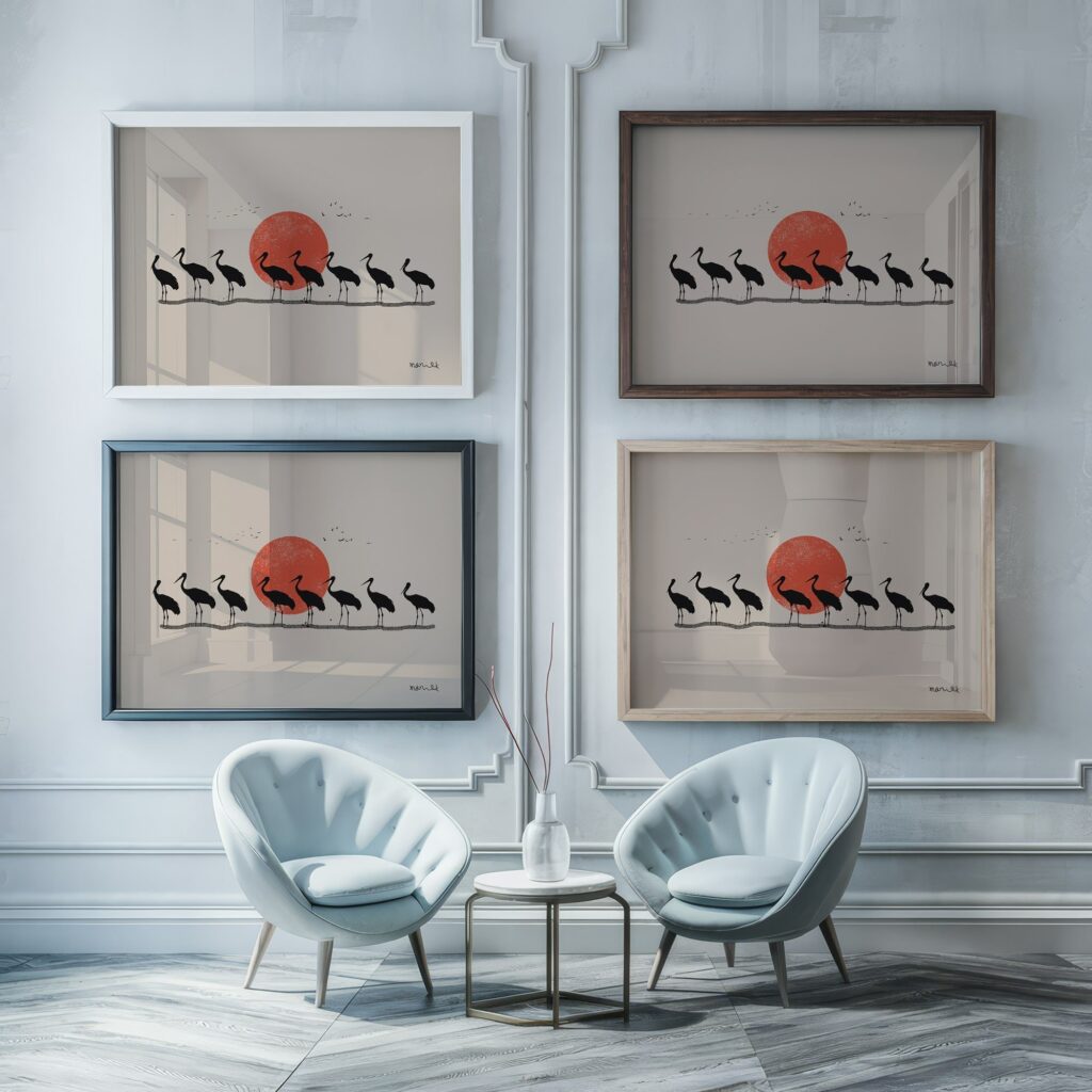 Japandi Stork Print