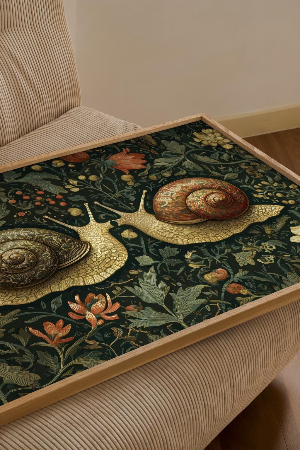 Kissing Snails Dark Floral Art Print