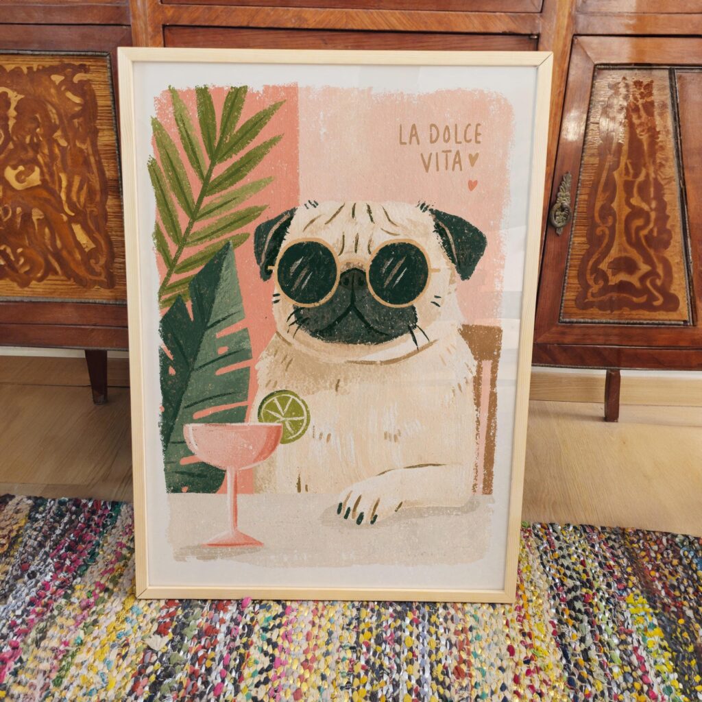 La Dolce Vita Pug Print