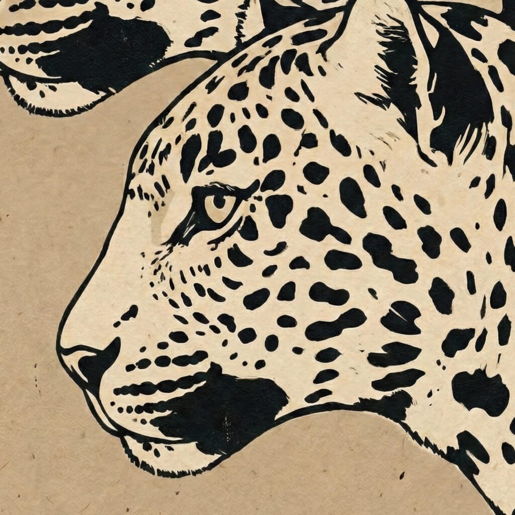 Leopard Duo Beige Black Art Print