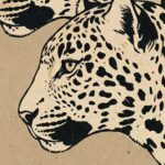 Leopard Duo Beige Black Art Print