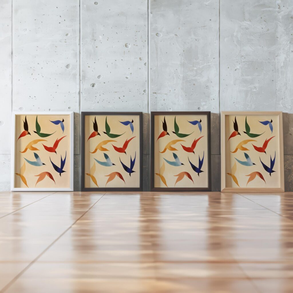 Mid Century Birds in Flight Print