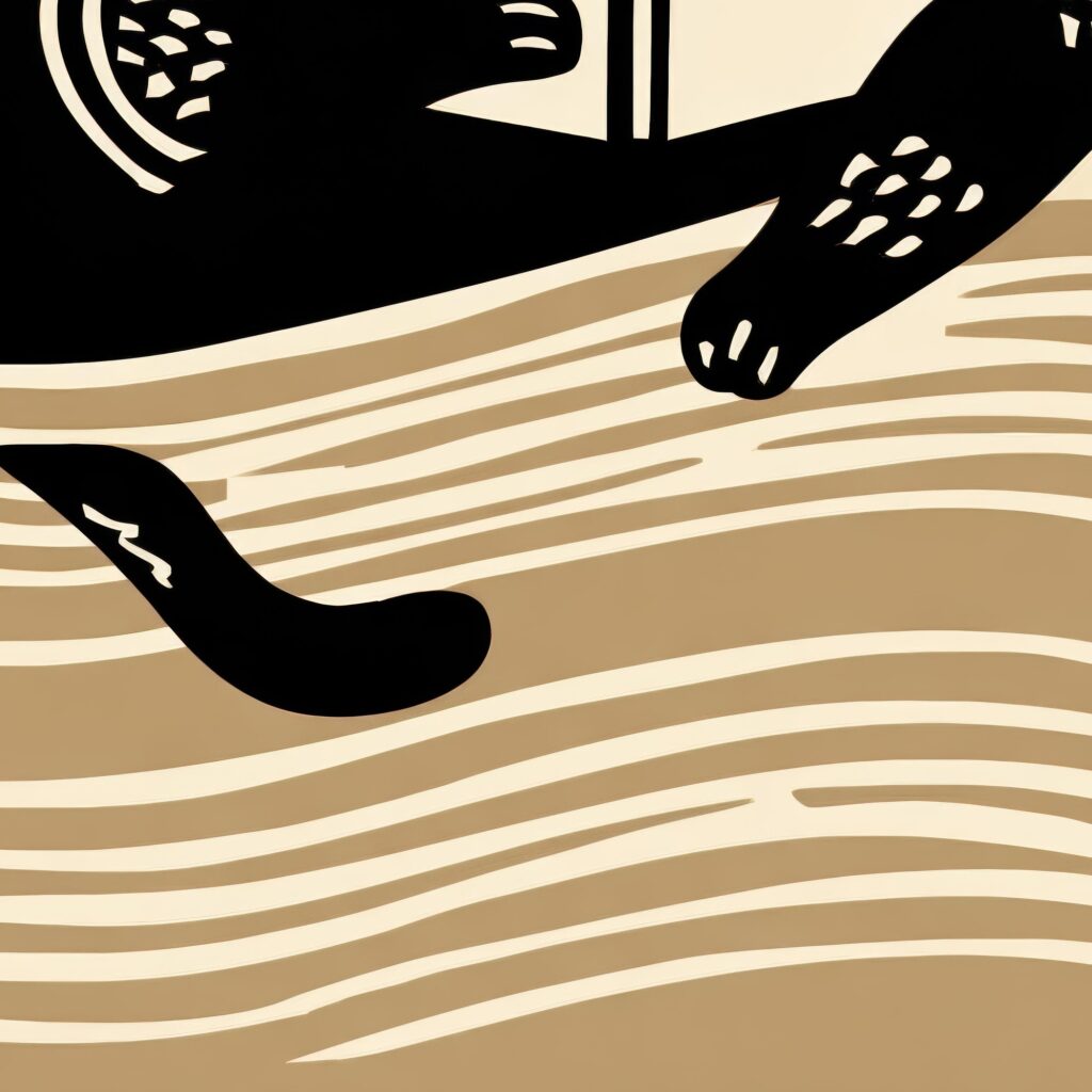 Mid Century Cat Reading Print