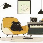 Mid-Century Dog & Music Print
