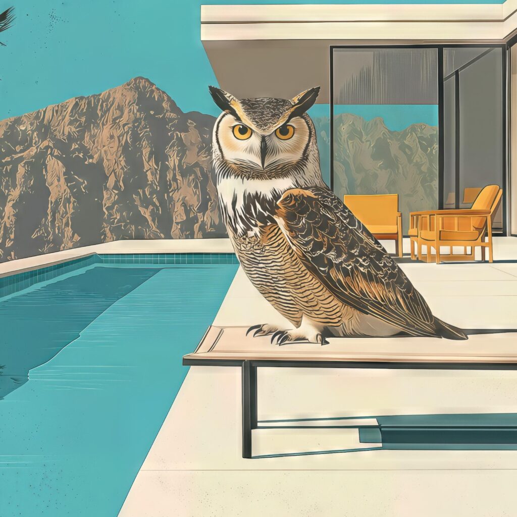 Mid Century Modern Owl Art Print