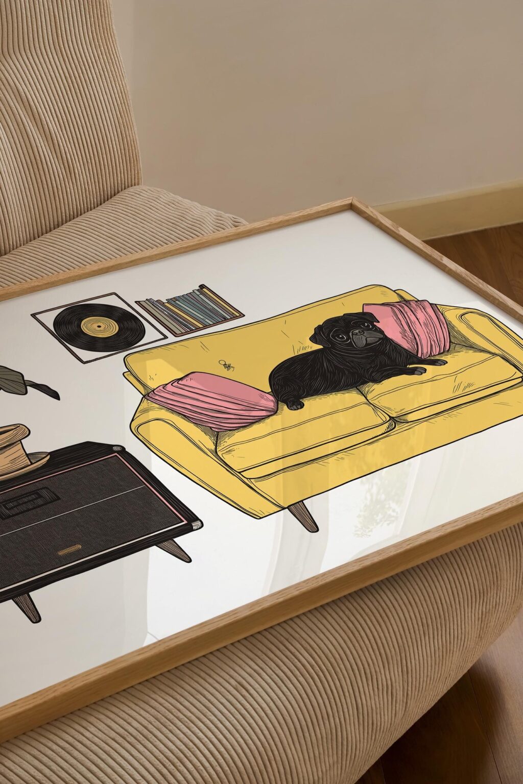 Mid-Century Modern Pug Art Print