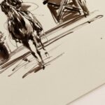 Minimal Western Cowgirl Horse Sketch Wall Print
